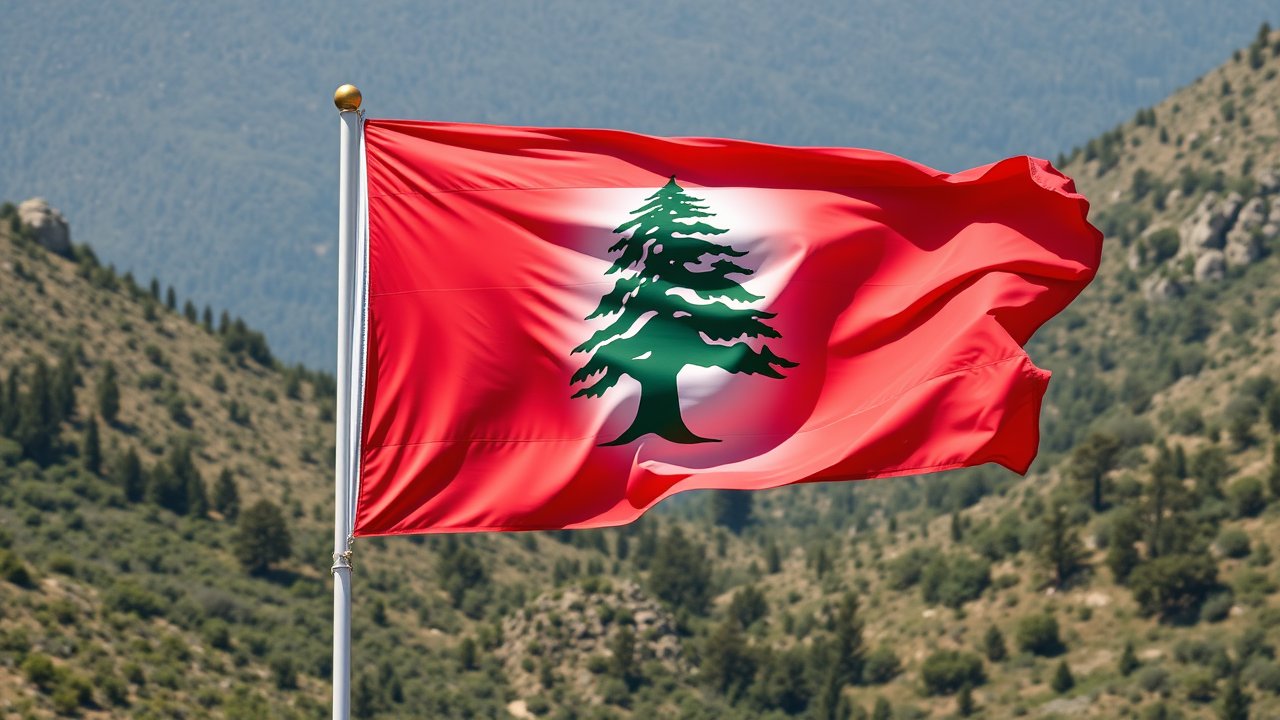 Flag of Lebanon 🇱🇧 in native landscape style