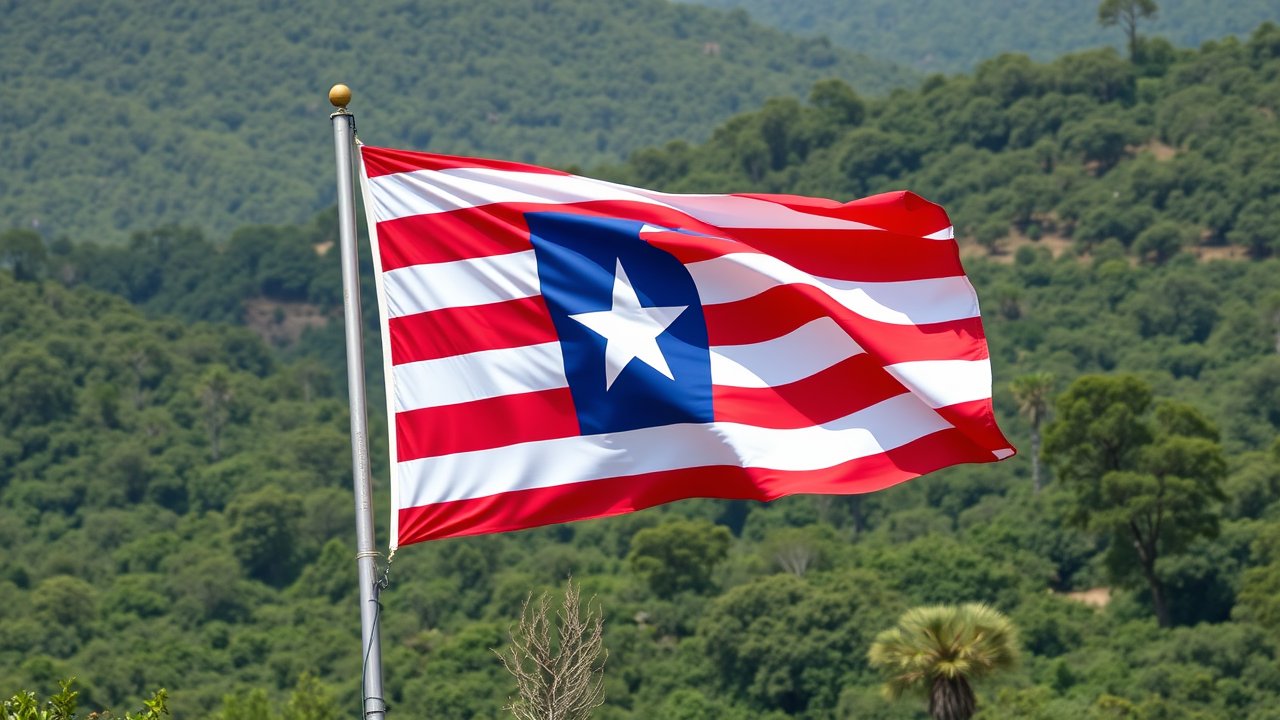 Flag of Liberia 🇱🇷 in native landscape style