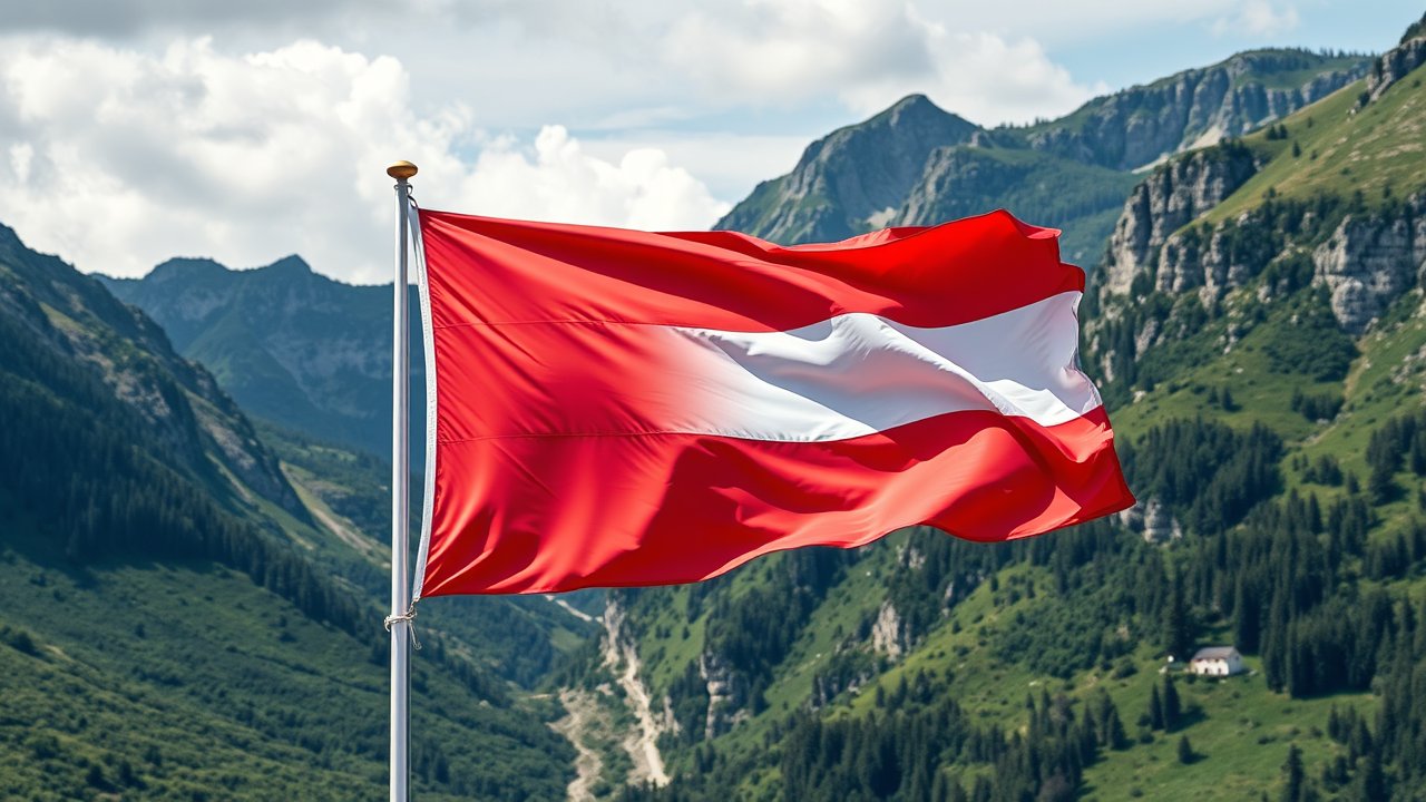 Flag of Austria 🇦🇹 in native landscape style