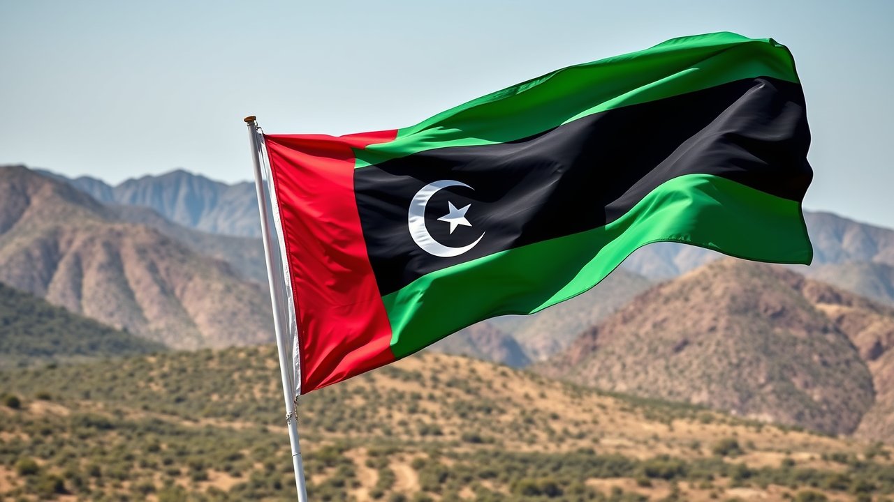 Flag of Libya 🇱🇾 in native landscape style