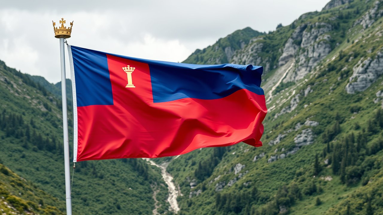 Flag of Liechtenstein 🇱🇮 in native landscape style