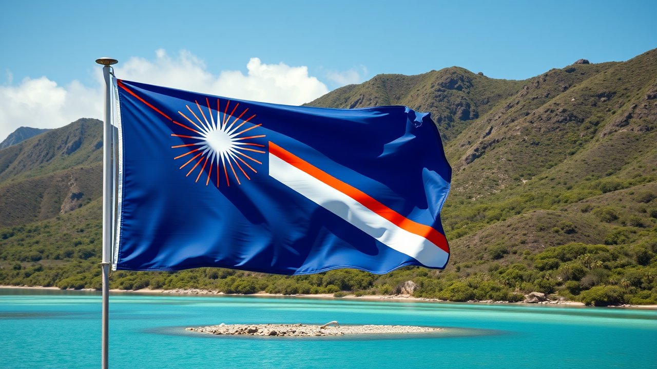 Flag of Marshall Islands 🇲🇠in native landscape style