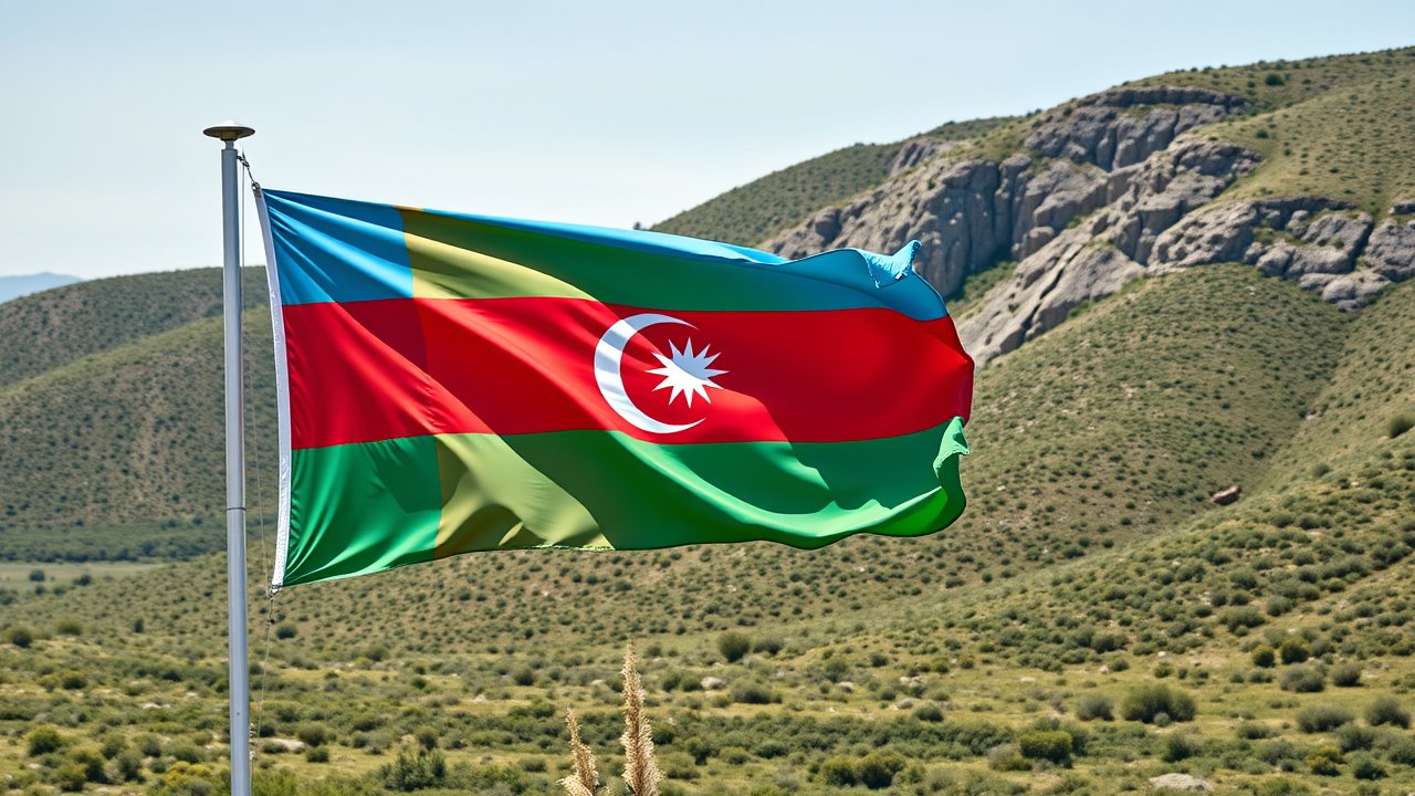 Flag of Azerbaijan 🇦🇿 in native landscape style