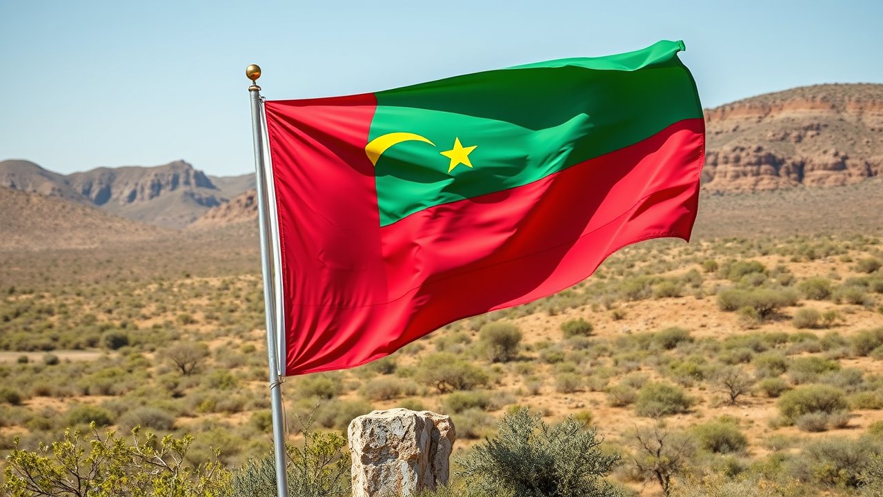 Flag of Mauritania 🇲🇷 in native landscape style