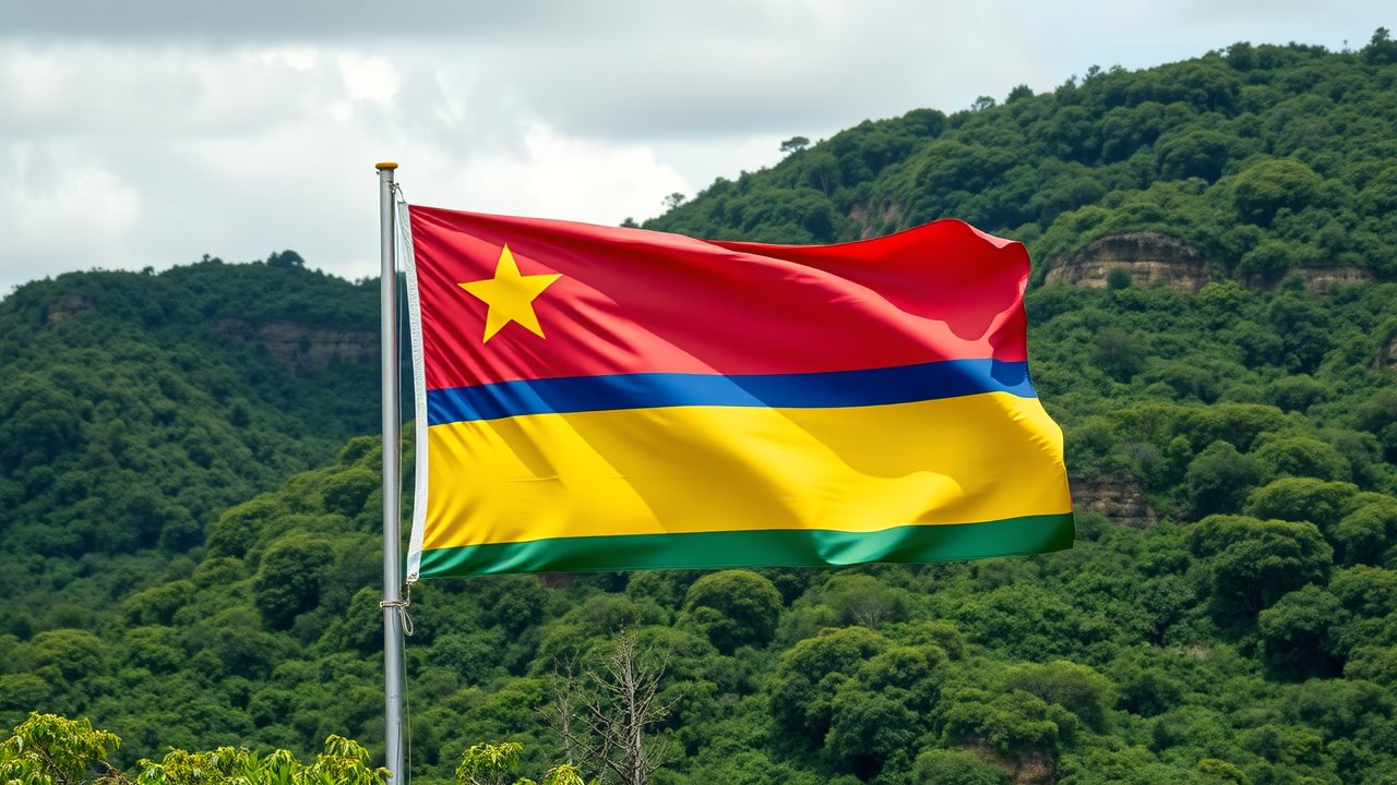 Flag of Mauritius 🇲🇺 in native landscape style