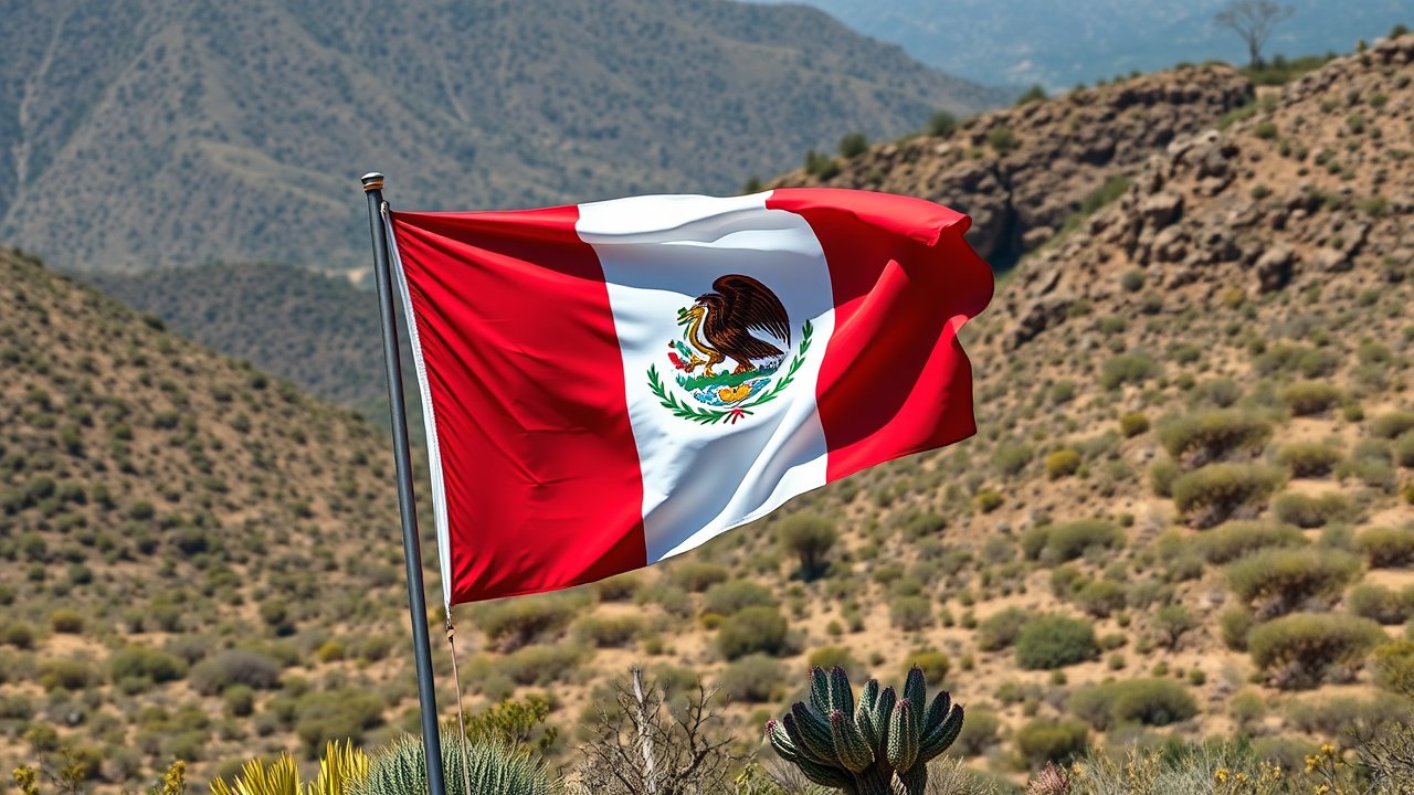 Flag of Mexico 🇲🇽 in native landscape style
