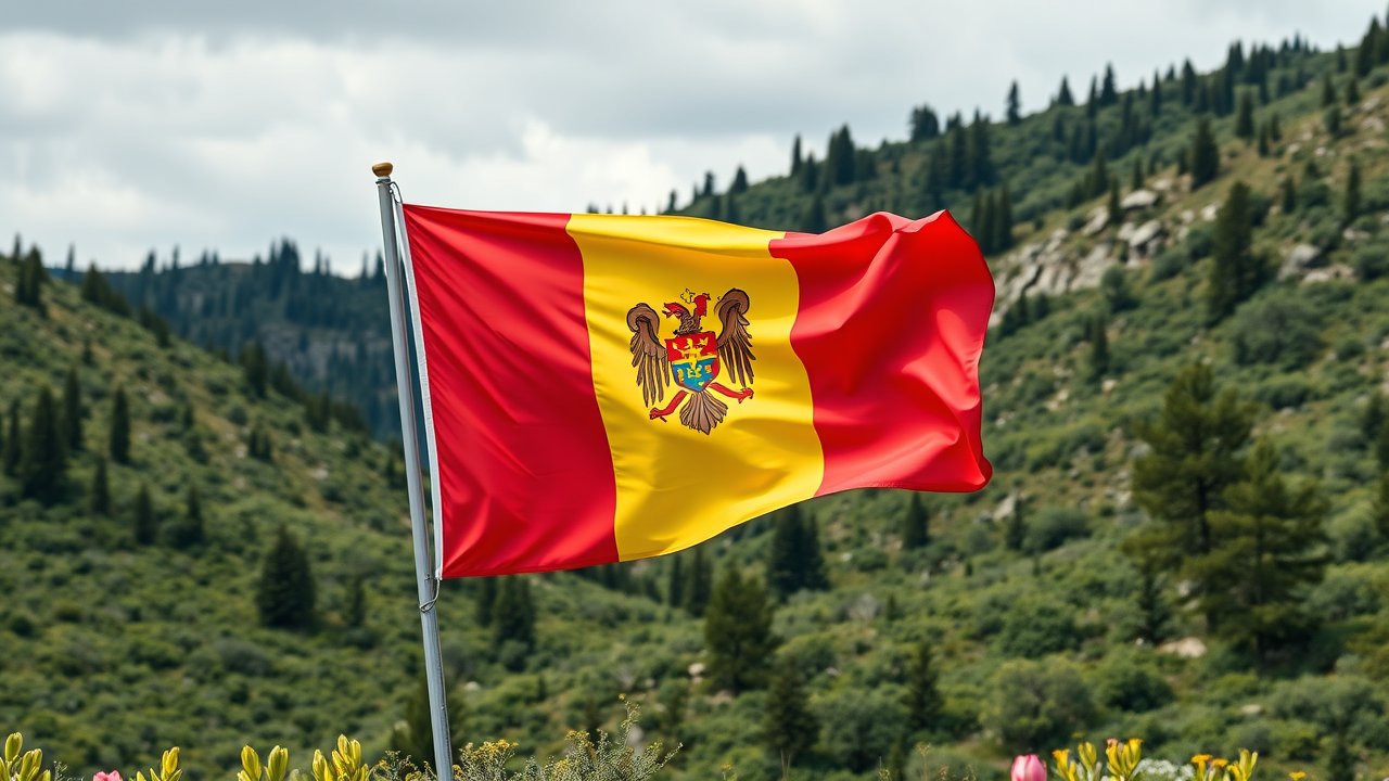 Flag of Moldova 🇲🇩 in native landscape style