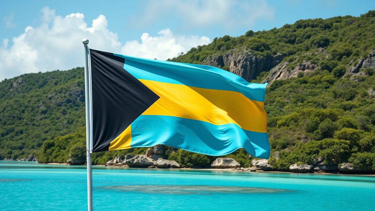 Flag of Bahamas 🇧🇸 in native landscape style