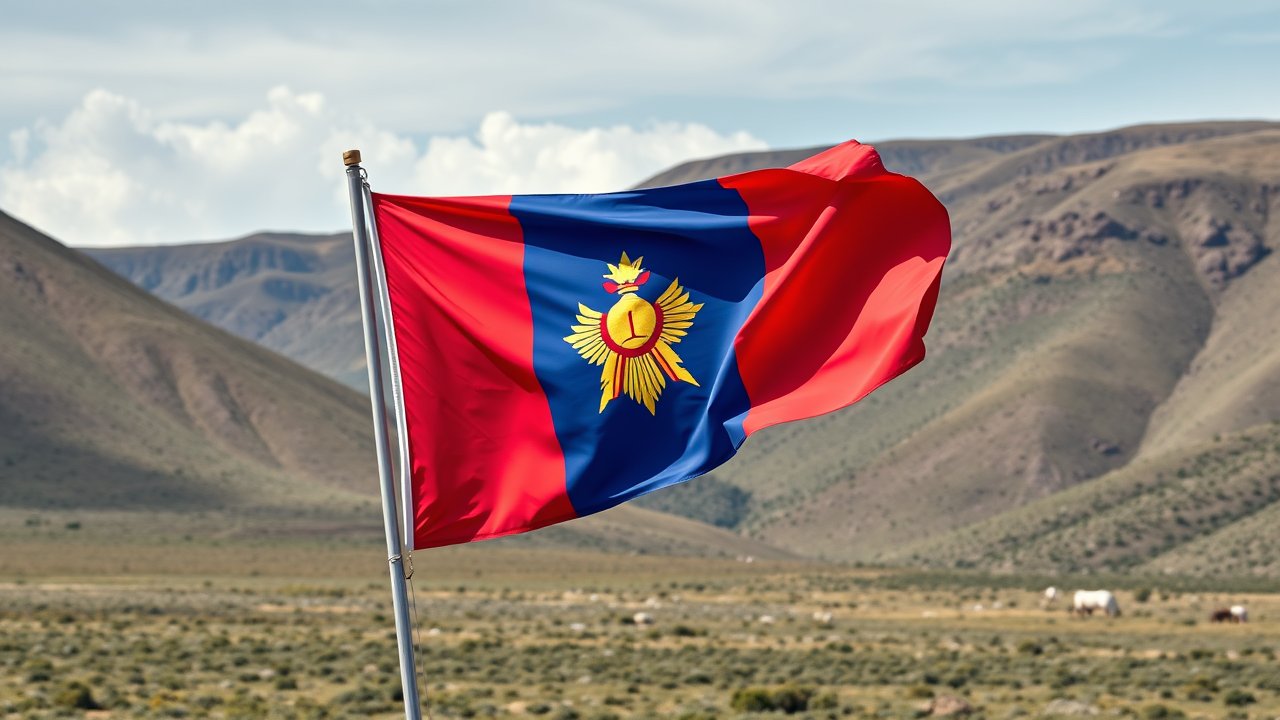 Flag of Mongolia 🇲🇳 in native landscape style