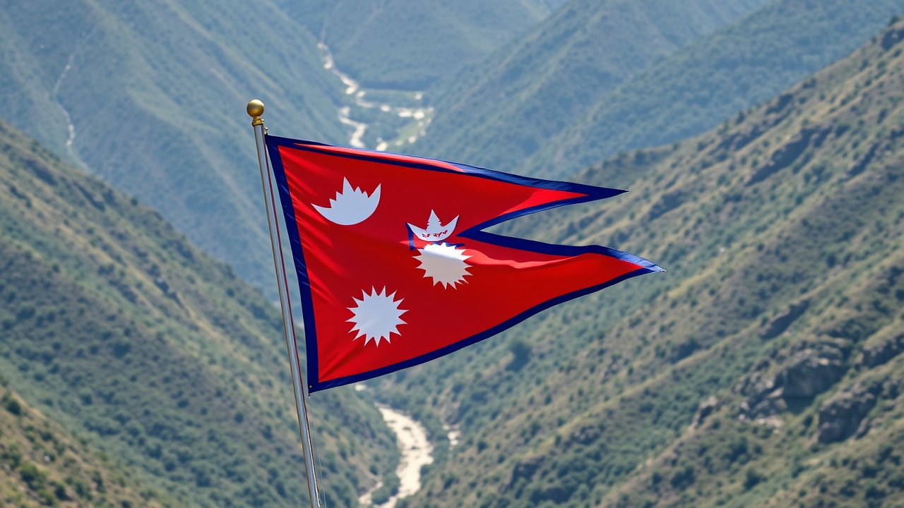 Flag of Nepal 🇳🇵 in native landscape style