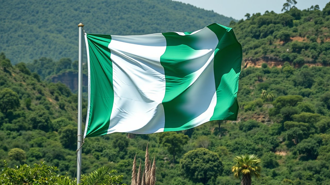 Flag of Nigeria 🇳🇬 in native landscape style