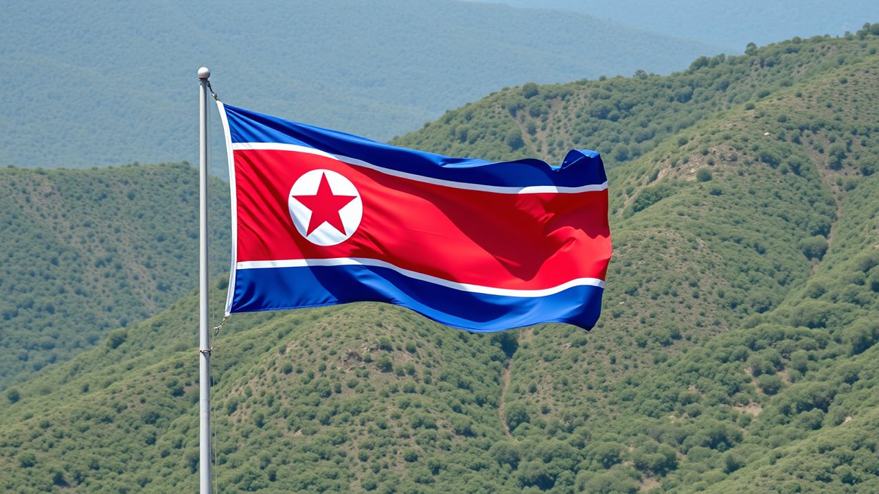 Flag of North Korea 🇰🇵 in native landscape style