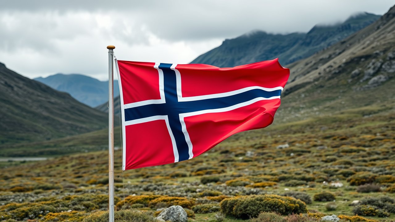 Flag of Norway 🇳🇴 in native landscape style