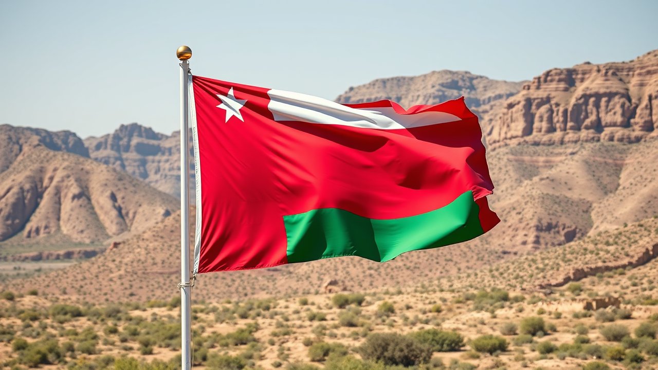 Flag of Oman 🇴🇲 in native landscape style
