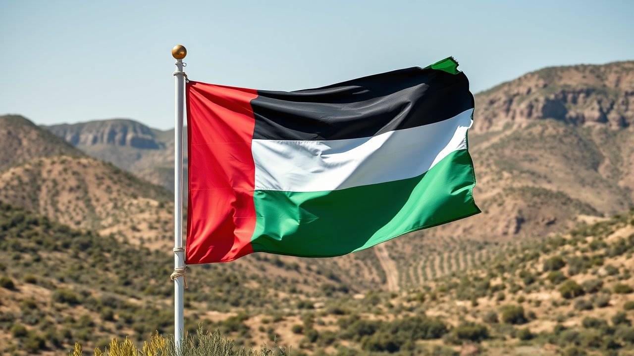 Flag of Palestine State 🇵🇸 in native landscape style