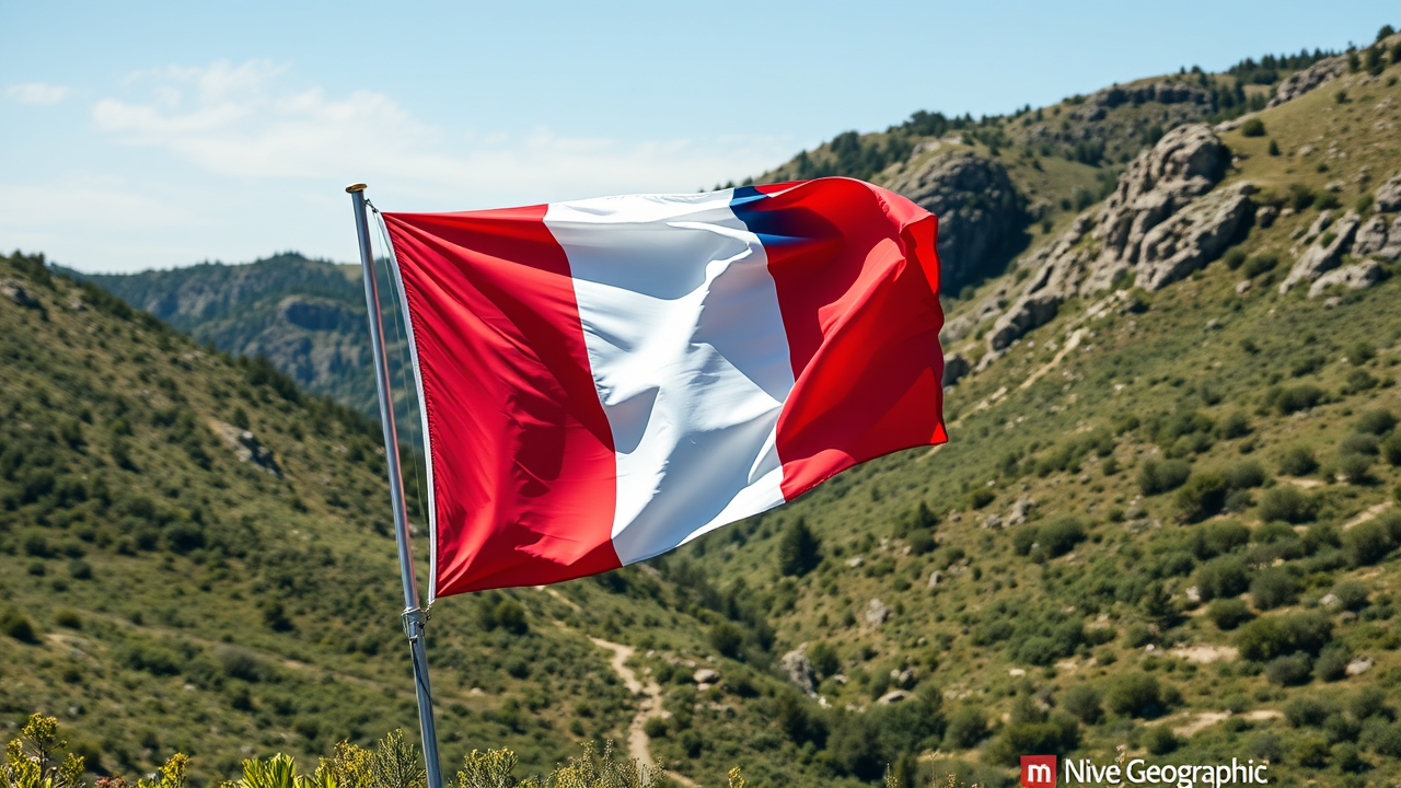Flag of France in native landscape style