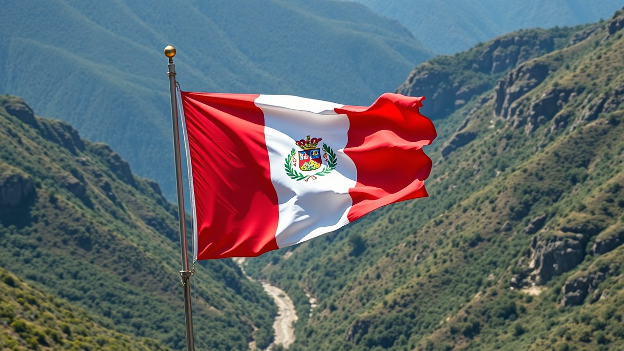 Flag of Peru 🇵🇪 in native landscape style
