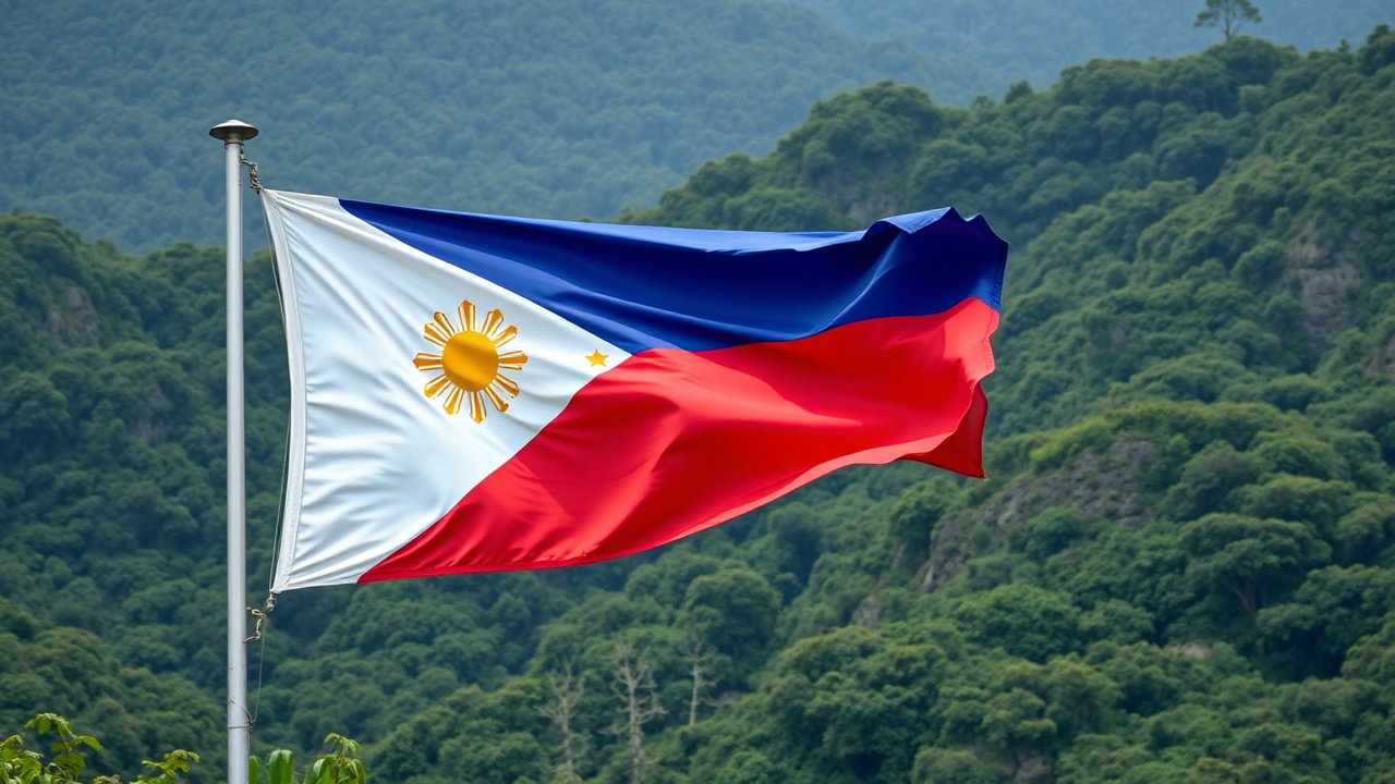Flag of Philippines 🇵🇭 in native landscape style