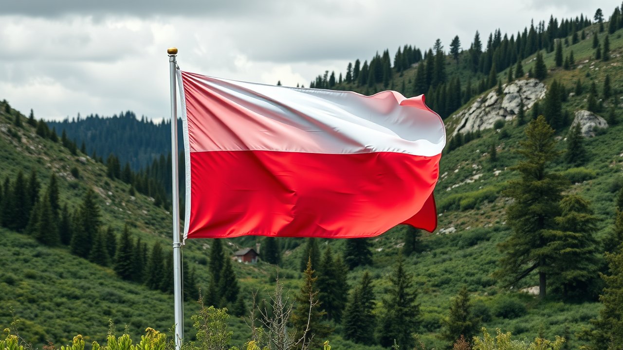 Flag of Poland 🇵🇱 in native landscape style