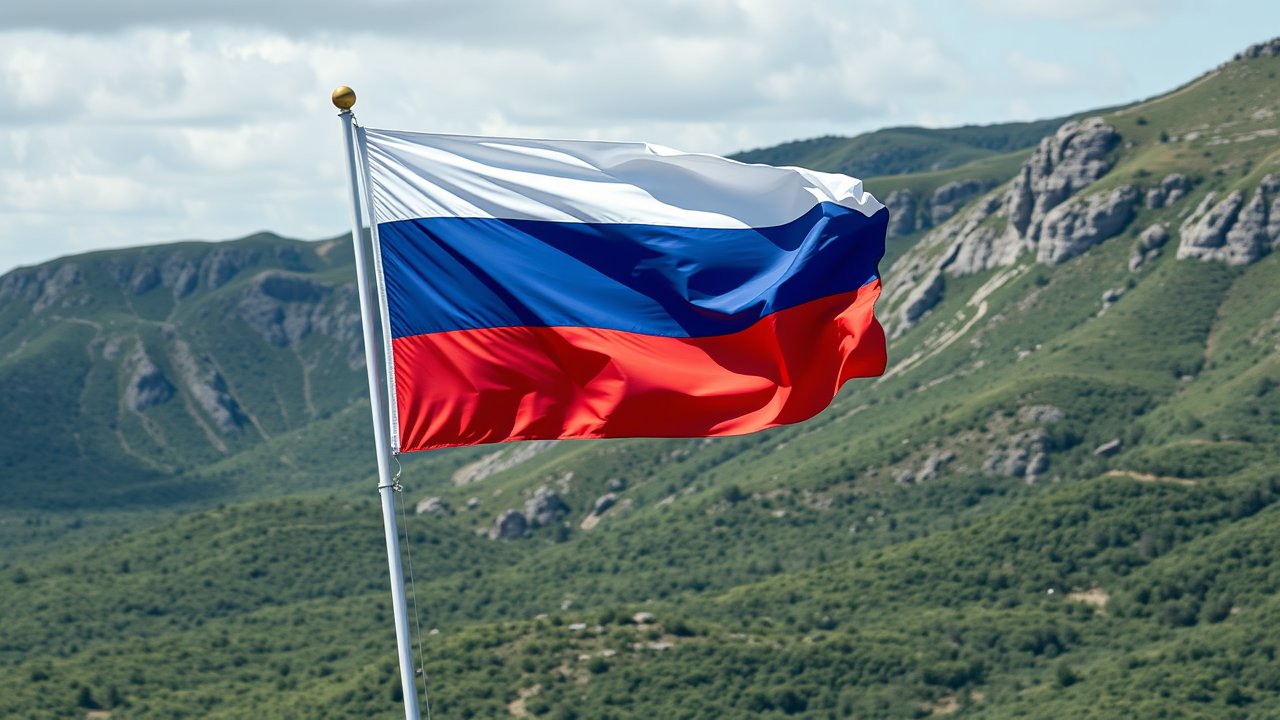 Flag of Russia 🇷🇺 in native landscape style