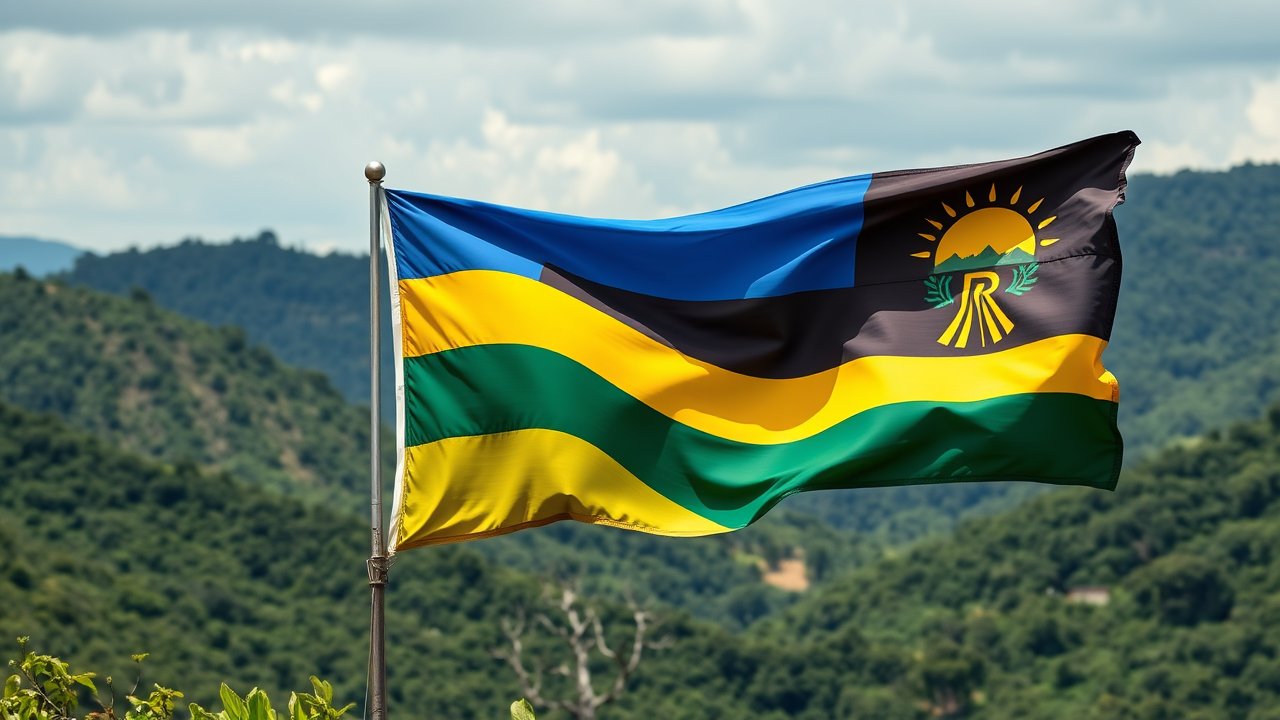 Flag of Rwanda 🇷🇼 in native landscape style