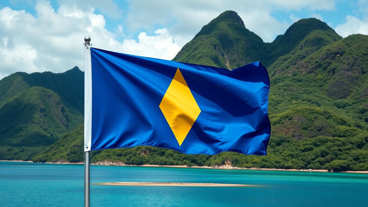 Flag of Saint Lucia 🇱🇨 in native landscape style