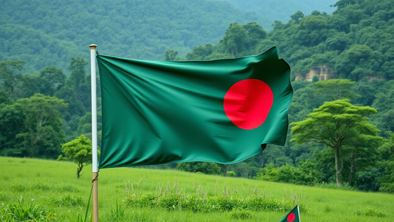 Flag of Bangladesh 🇧🇩 in native landscape style