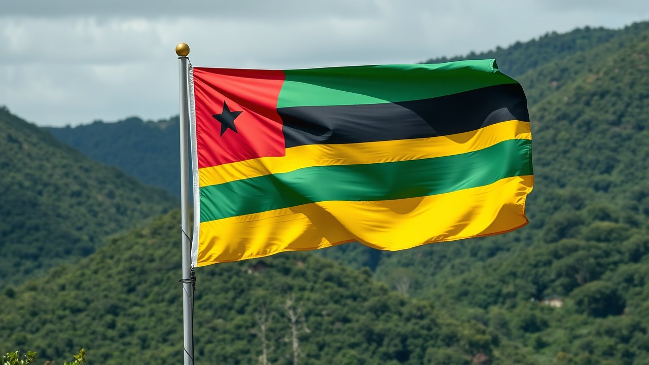 Flag of Sao Tome and Principe 🇸🇹 in native landscape style