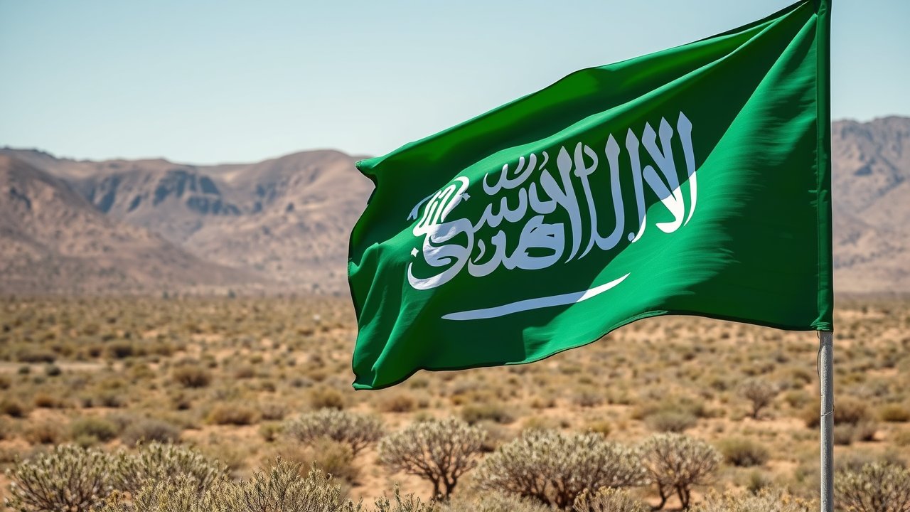 Flag of Saudi Arabia 🇸🇦 in native landscape style