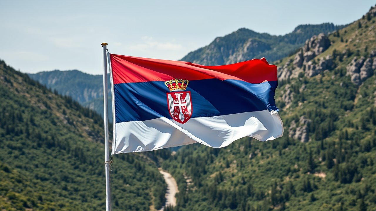 Flag of Serbia 🇸🇳 in native landscape style