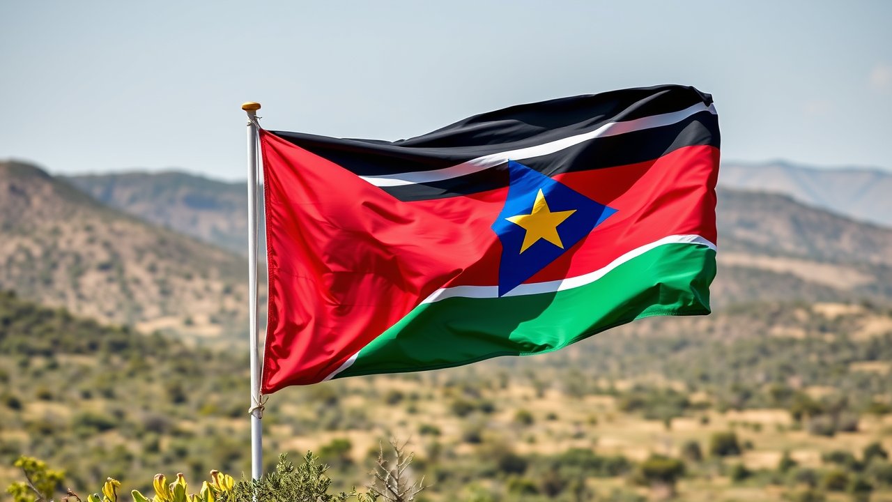 Flag of South Sudan 🇸🇸 in native landscape style