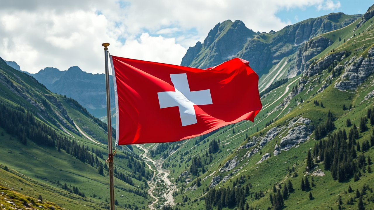 Flag of Switzerland 🇨🇭 in native landscape style