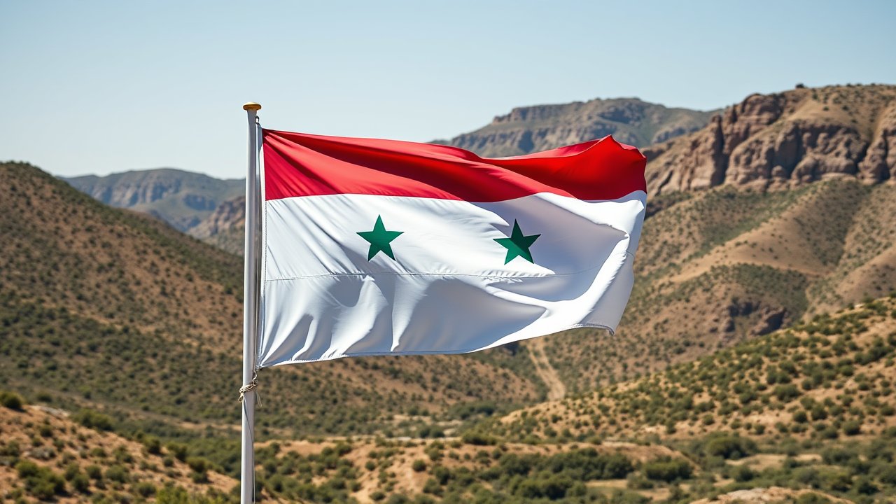 Flag of Syria 🇸🇾 in native landscape style