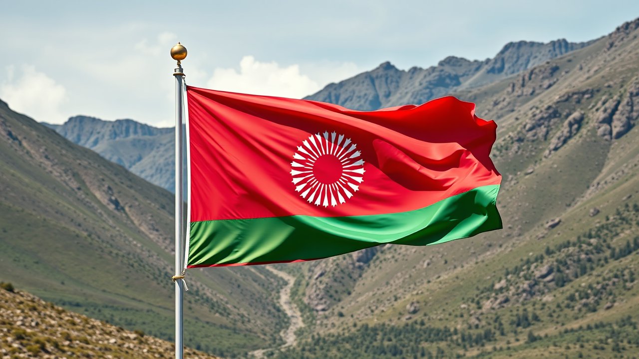 Flag of Tajikistan 🇹🇯 in native landscape style