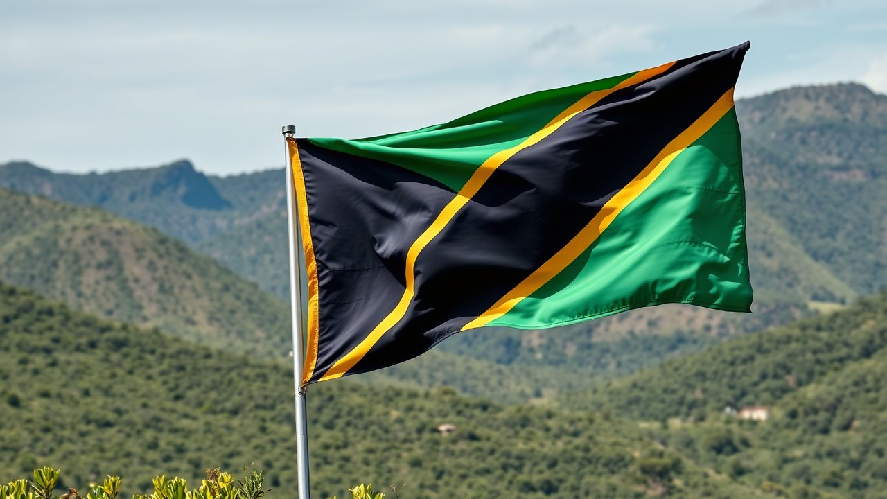 Flag of Tanzania 🇹🇿 in native landscape style