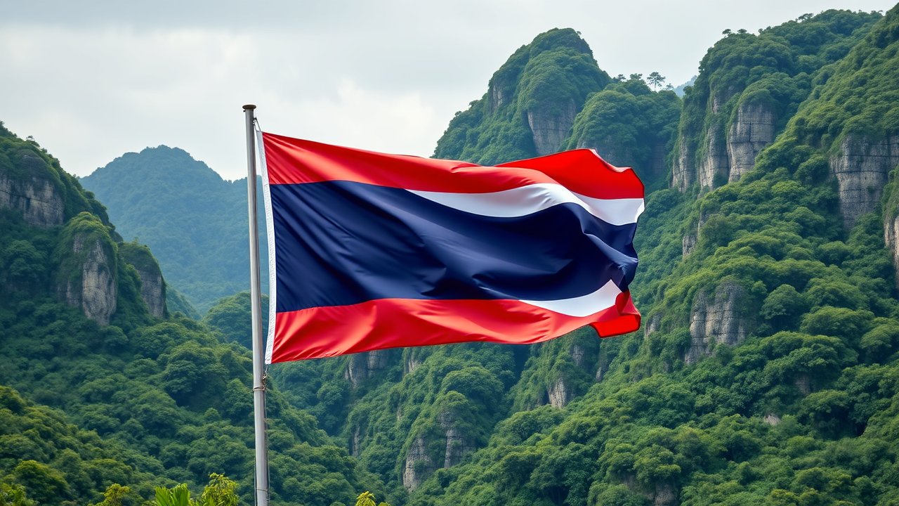 Flag of Thailand 🇹🇠in native landscape style