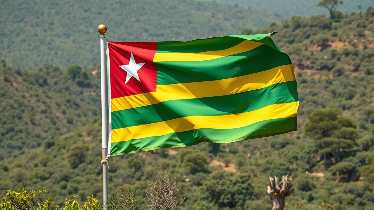Flag of Togo 🇹🇬 in native landscape style