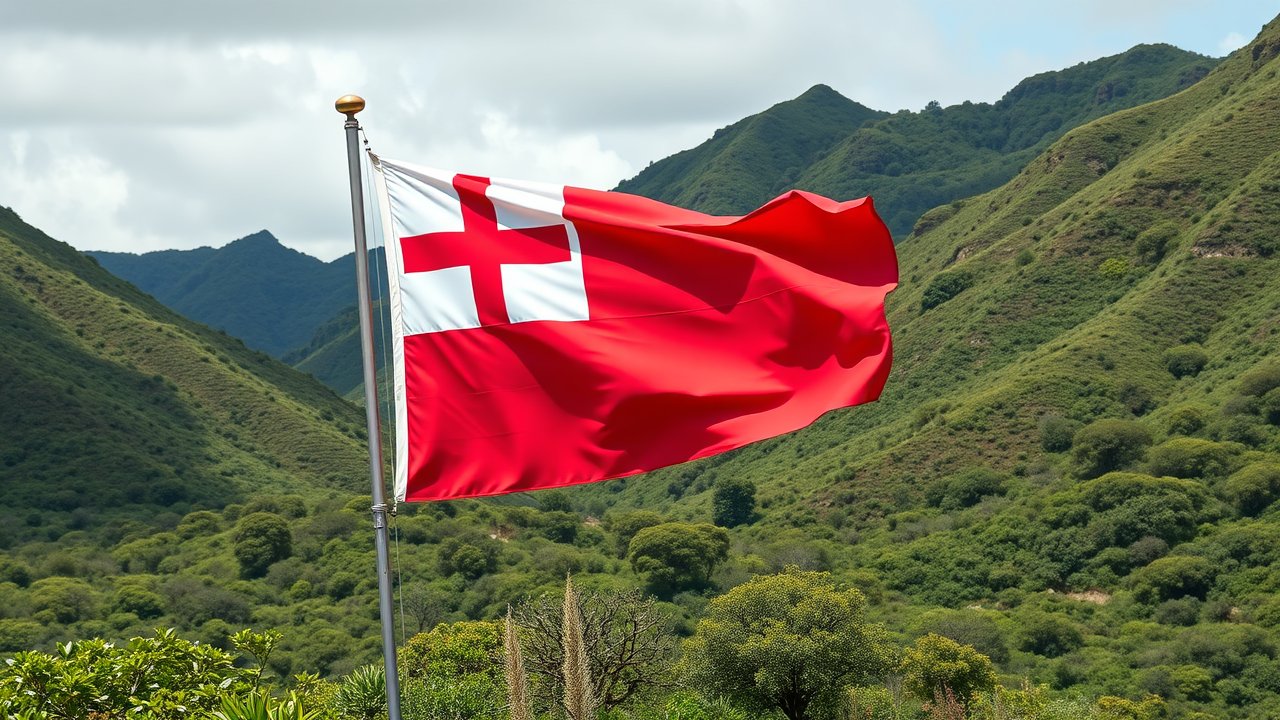 Flag of Tonga 🇹🇴 in native landscape style