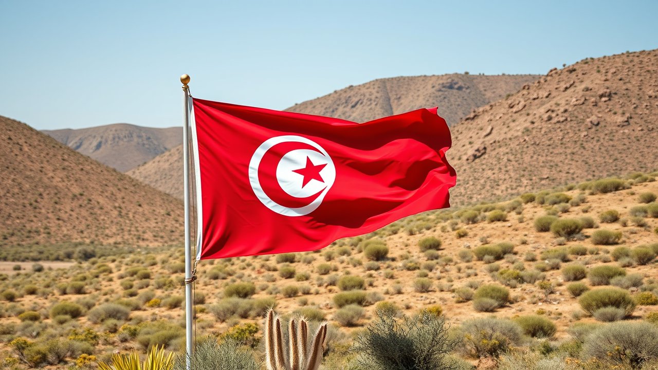 Flag of Tunisia 🇹🇳 in native landscape style