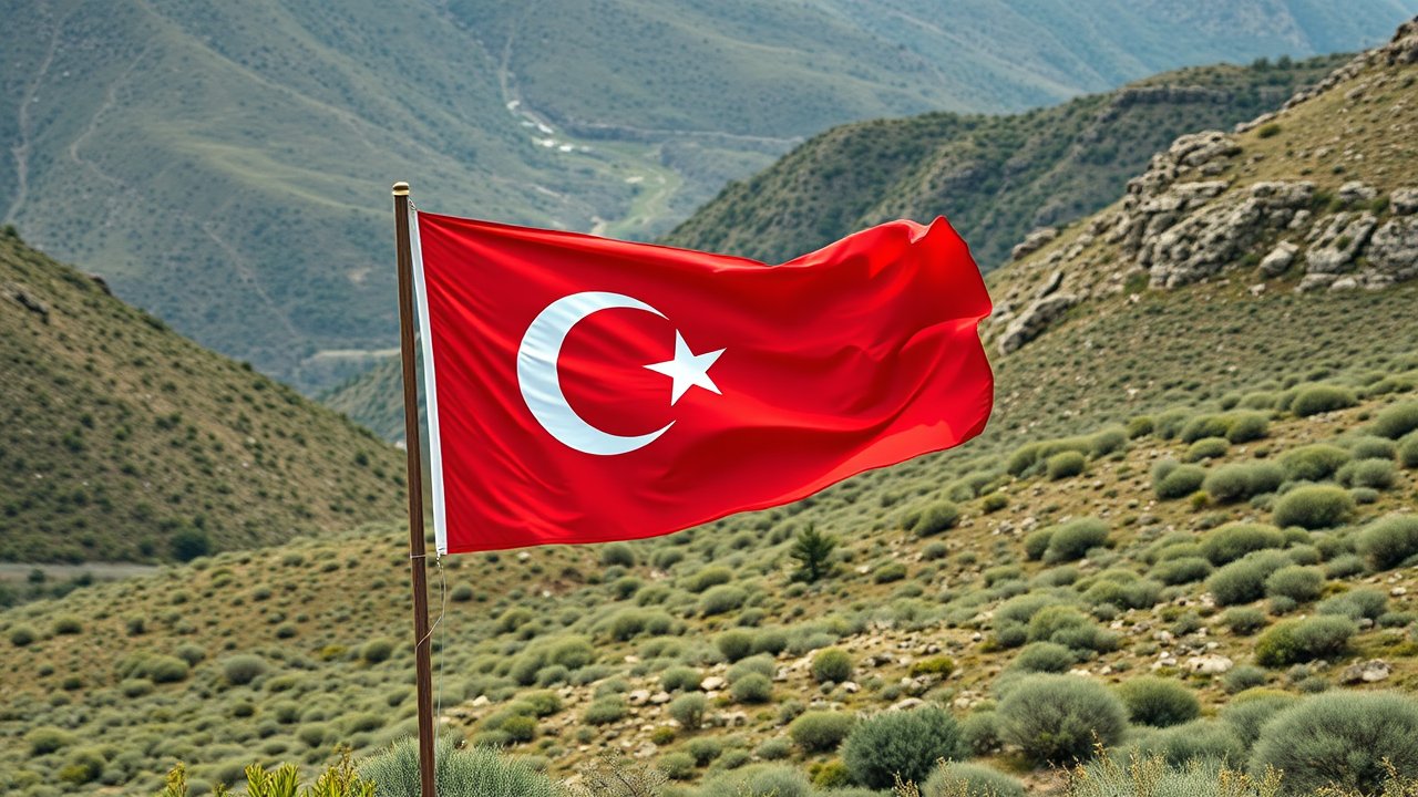 Flag of Turkey 🇹🇷 in native landscape style