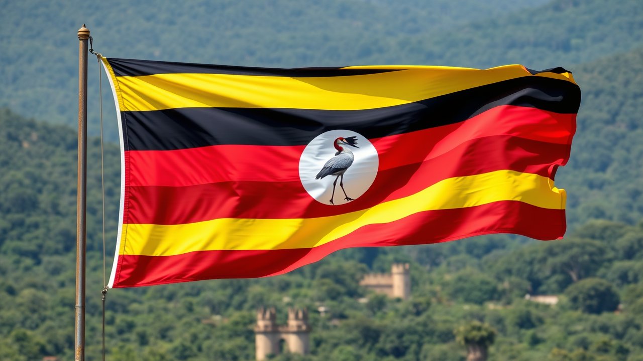 Flag of Uganda 🇺🇬 in native landscape style