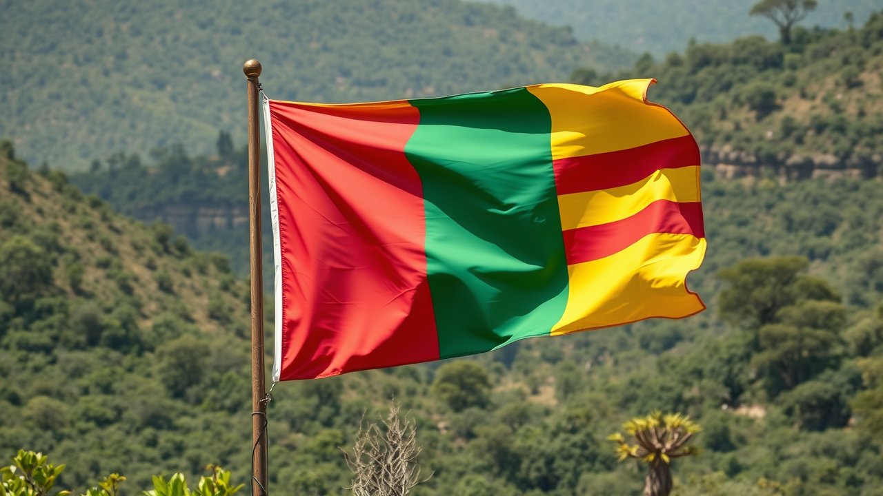 Flag of Benin 🇧🇯 in native landscape style