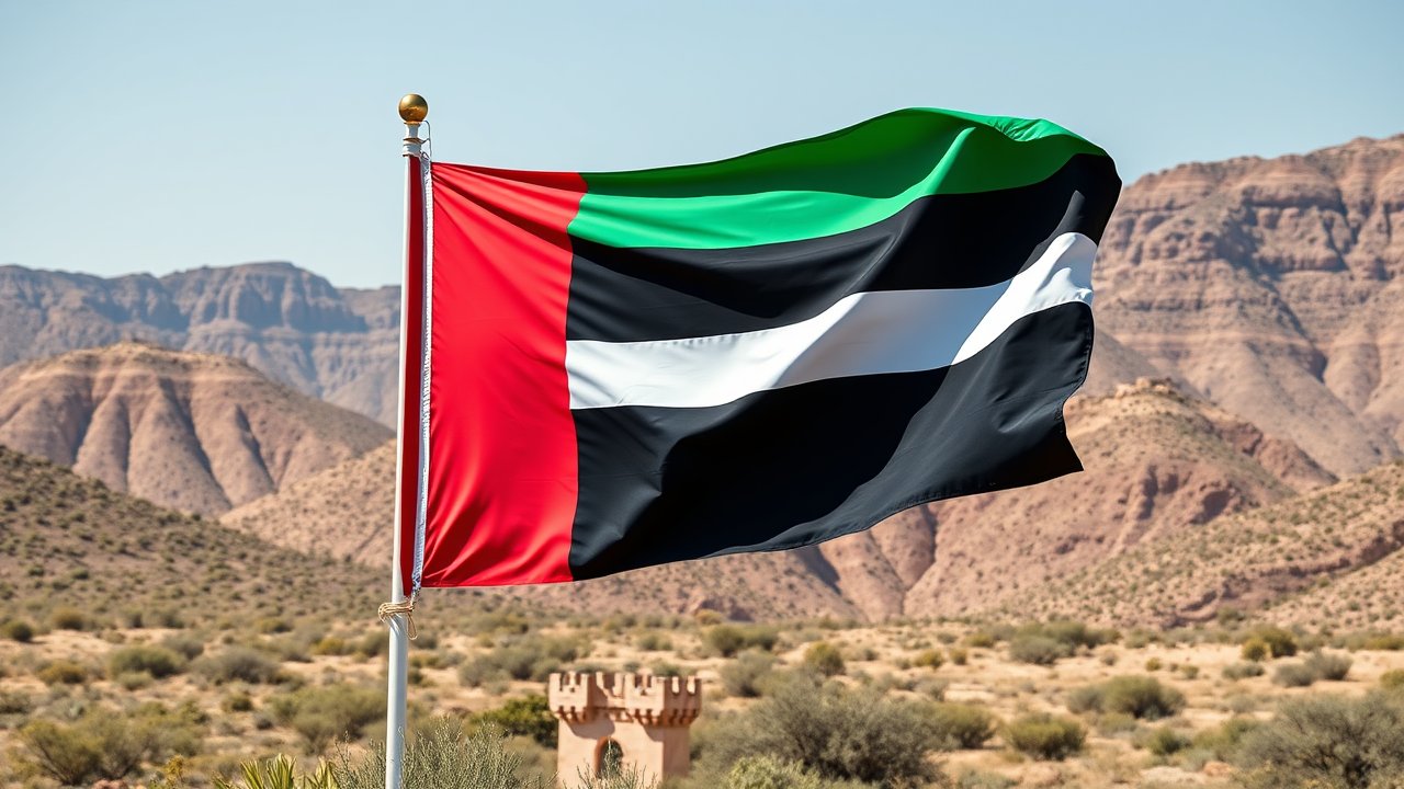 Flag of United Arab Emirates 🇦🇪 in native landscape style