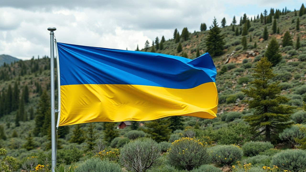 Flag of Ukraine 🇺🇦 in native landscape style