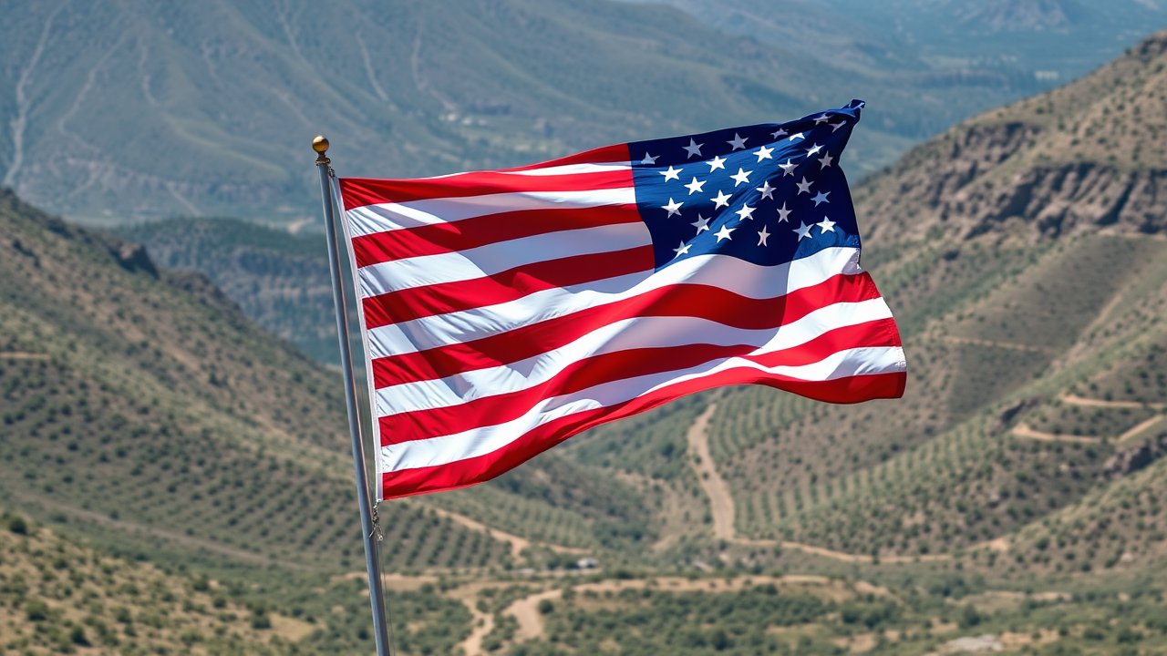 Flag of United States 🇺🇸 in native landscape style