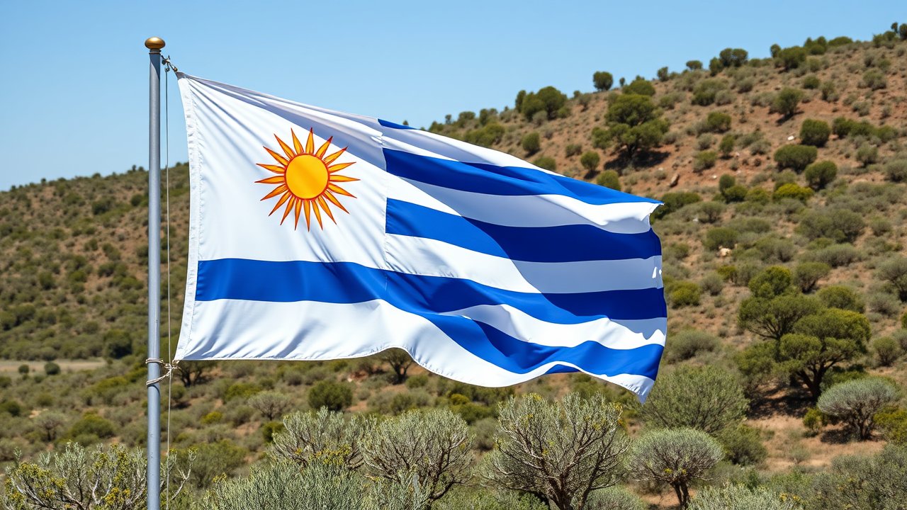 Flag of Uruguay 🇺🇾 in native landscape style