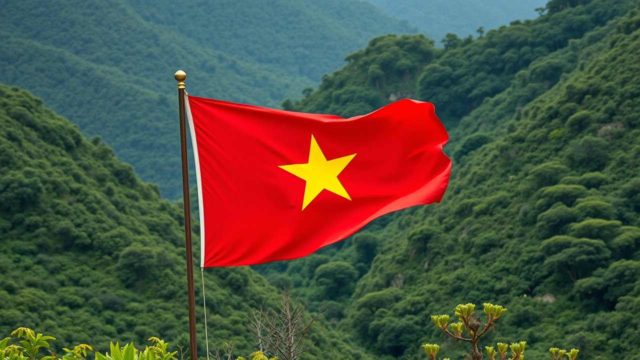 Flag of Vietnam 🇻🇳 in native landscape style