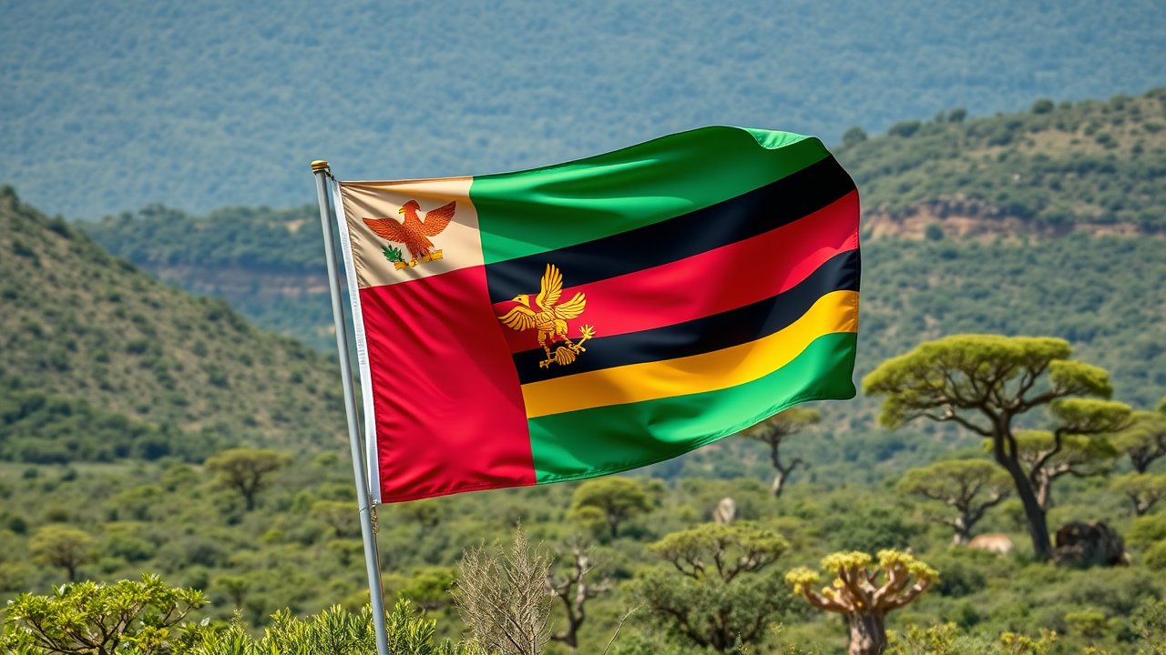 Flag of Zambia 🇿🇲 in native landscape style