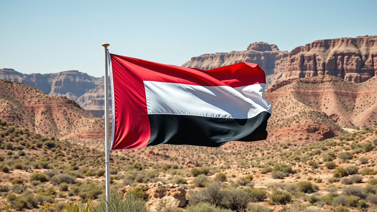 Flag of Yemen 🇾🇪 in native landscape style