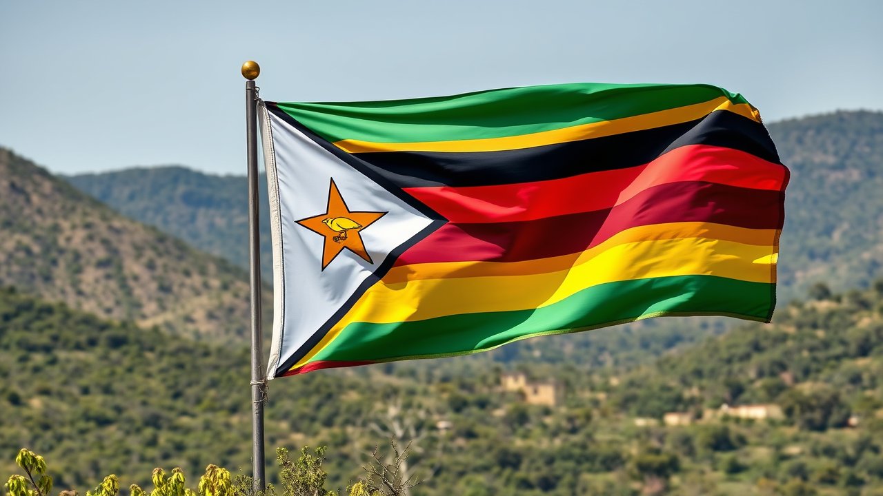 Flag of Zimbabwe 🇿🇼 in native landscape style